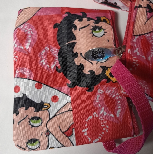 Betty Boop Pink and Red Character Print Tote With Coin Pouch - Picture 3 of 10
